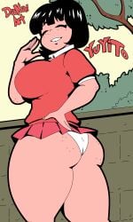1girls 2025 2d asian asian_female ass big_ass big_breasts big_butt big_thighs black_hair breasts bustt closed_eyes condorito_(series) daken_art(artist) daken_henderson(artist) fanart female freckles freckles_on_ass only_female panties red_skirt red_sleeves short_hair short_skirt short_sleeved_shirt thick_thighs thighs white_panties yuyito
