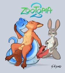 2025 2_penises animal_genitalia animal_penis anthro anthro_on_feral anus balls bisexual blue_body blue_scales bodily_fluids breasts canid canine closed_eyes cuckquean disney erection female feral fluffy fluffy_chest fox fur gary_de'snake genital_fluids genital_slit genitals grey_body grey_fur group handjob hemipenes hi_res interspecies judy_hopps kissing kneeling knot lagomorph leporid male male/male mammal masturbation multi_genitalia multi_penis nick_wilde orange_body orange_fur paws penile penis penis_tip precum pussy rabbit red_fox red_penis reptile scales scalie sex sheath signature simple_background skyvo snake tail trio true_fox vaginal_fluids zoophilia zootopia