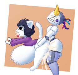 2boys commission cum_through cum_vomit cumflation excessive_cum gay gritted_teeth meowny plump_ass prototype_(regretevator) regretevator roblox roblox_game side_view tagme thick_thighs twitter_user_sona