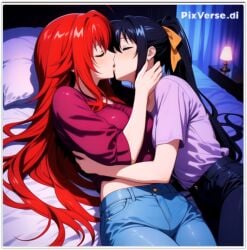 2females 2girls ai_generated akeno_himejima female girl_on_girl girlfriends high_school_dxd lesbian_couple lesbian_domination lesbian_focus lesbian_kiss lesbian_sex rias_gremory wife_and_wife yuri