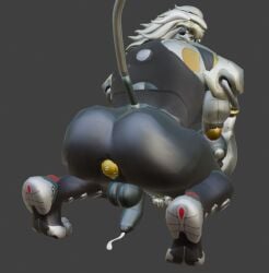 3d 3d_model 3d_render anal anal_insertion android augghles back_view ball_(object) balls balls_on_ass banyue_(zenless_zone_zero) cum cum_on_floor grey_background huge_ass huge_butt male muscular muscular_male penis robot robot_anthro robot_boy robot_humanoid sex_toy sex_toy_in_ass sex_toy_insertion sex_toy_penetration small_penis squatting testicles uncensored zenless_zone_zero