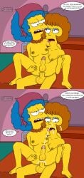 blue_hair breasts cock cum dick dickgirl erect_penis erection female futanari futanaricatlover intersex marge_simpson maude_flanders simpsons the_simpsons