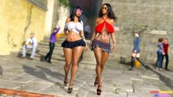 2girls 3d big_ass big_breasts big_thighs breasts bust busty curvaceous curvy curvy_figure female hips huge_ass huge_breasts large_ass large_breasts lewdmonkeyatwork lewdmonkeywork light-skinned_female light_skin mature mature_female original original_characters slim_waist thick thick_hips thick_legs thick_thighs thighs voluptuous waist wide_hips