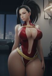 1girls 3d ai_generated asian asian_female big_ass big_breasts black_hair boku_no_hero_academia breasts clothed_female curvy curvy_figure female female_focus generalbutch_(style) hips huge_ass huge_breasts indoors light-skinned_female long_hair looking_at_viewer momo_yaoyorozu my_hero_academia night pose red_clothing sexy sodaglow_artist solo solo_female tagme tied_hair