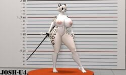 anthro blindfold breasts holding_weapon josh-u4 leopard naked nier:_automata nude pussy sword thick_ass thick_thighs white_hair yorha_2b yorha_2b_(mayosplash)