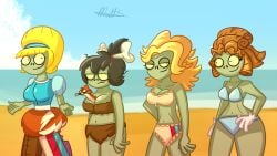 bikini_zombie_(pvz) girls_only glitter_zombie_(pvz) parasol_zombie_(pvz) plants_vs_zombies weasel_hoarder_(pvz) zombie_girl