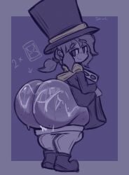 a_hat_in_time ass ass_focus big_ass bottom_heavy bottomless cum cum_on_ass cum_on_body dripping dripping_cum happy hat_kid inviting inviting_to_sex large_ass mole notsawl ponytail shortstack sweat thick_ass tophat