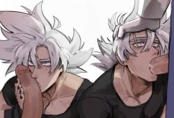blowjob blowjob_face blowjob_only coffezitos cum cum_in_mouth cum_inside cumming cumming_in_mouth cumming_inside cumming_while_penetrating cumshot cumshot_in_mouth dragon_ball gay glove gloves goku gray_eyes gray_hair grey_eyes grey_hair hand_on_head hand_on_penis looking_at_partner looking_up male male/male male_only male_penetrated male_penetrating male_penetrating_male oral silver_eyes silver_hair son_goku sucking_off sucking_penis ultra_instinct yaoi