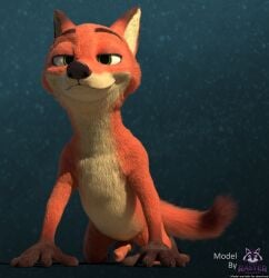 3d_(artwork) animal_genitalia animal_penis anthro belly black_nose blender_(artwork) canid canine claws crawling cream_belly digital_media_(artwork) disney english_text erection fluffy fluffy_tail fox fur genitals gloves_(marking) green_eyes hi_res looking_at_viewer low-angle_view male male_only mammal markings mouth_closed narrowed_eyes nick_wilde nude on_model orange_body orange_fur penis pink_penis red_fox rockyrcoon simple_background smile solo stail tail text true_fox underbelly zootopia