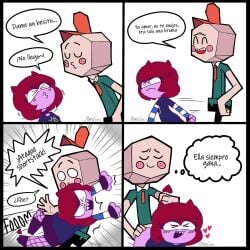 1boy 1boy1girl 1girls 2025 3_fingers 4_fingers 4koma age_difference all_fours angry angry_vein argument backshots bald beige_body beige_skin blush boots cap cartoon_network cartoony choker closed_eyes collared_shirt comic cringe demon demon_girl demon_horns demon_tail doggy_style doggy_style eyebrows_visible_through_hair eyelashes_visible_through_hair fishnets freckles freckles_on_cheeks freckles_on_face frowning grabbing_tail hand_on_butt happy_ending happy_sex heart hearts_around_head horns itamigao larry_needlemeyer leaning_forward lilac_body logo_on_clothes male/female medium_hair meme meme_reference motion_lines multiple_images no_background non-human oc ocxcanon onomatopoeia pants parody pear_shaped self_insert self_upload selfship selfshipping sharp_teeth shirt shitpost short_female shortstack signature simple_background size_difference size_play slim_male small_horns spanish_dialogue spanish_text straight straight straight_sex striped_clothing succubus tail text text_bubble the_amazing_world_of_gumball the_amazing_world_of_gumball_oc thick_ass thick_eyebrows thick_thighs thought_bubble tie toony velvet_hair white_background wide_hips work_uniform yumeshipping