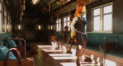 3d_(artwork) absurd_res anthro blender_cycles blood blood_on_face bodily_fluids canid canine canis clothing corpse digital_media_(artwork) female gun handgun haolde haolde_(character) hi_res mammal ranged_weapon silencer suit train vehicle weapon wolf