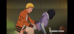 1boy 1girls animated animated_gif couple grabbing_ass hyuuga_hinata kitchen panties_aside rough_sex sex sex_from_behind thong uzumaki_naruto