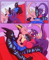 2016 anthro ass balls big_breasts bigdad breasts cynder dragon ember_(spyro) erect_nipples erection fellatio female group male nightshade_(character) nipples nude oral paizuri penis sex spyro_the_dragon video_games