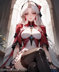 absurd_res ai_generated anime carlotta_(wuthering_waves) cute female hairband hi_res highres long_hair ozziru patreon self_upload uncensored white_hair wuthering_waves