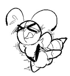 antennae_(anatomy) anthro arthropod bee blush bug_fables closed_eyes clothed clothing desperation diaper diaper_only fairyfudge female holding_crotch hymenopteran insects moonsprout_games neck_tuft one_leg_up potty_dance raised_leg sketch solo stinger tail topless tuft vi_(bug_fables) wearing_diaper wings