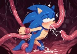 ai_generated anal anal_sex blush bound cum cum_in_ass cum_in_mouth cumming cumming_from_anal_sex ejaculation eyes_rolling_back forced_orgasm half-closed_eyes kneeling leaning_forward multiple_cumshots penis sonic_(series) sonic_the_hedgehog sonic_the_hedgehog_(series) tentacle tentacle_bondage tentacle_in_ass tentacle_in_mouth tentacle_sex yaoi