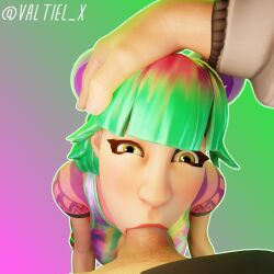 balls big_penis blowjob blush blush bottomless bottomless_male clothed clothed_female clothed_male clothing forced_oral fortnite fully_clothed fully_clothed_female green_hair green_hair_female hair hair_bun hair_ornament hand_on_head looking_up looking_up_at_viewer multicolored_hair oral oral_penetration oral_sex partially_clothed partially_clothed_male penis penis_out pink_highlights pov pov_crotch tropical_punch_zoey valtiel_x zoey_(fortnite)