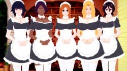 3d alternate_costume black_hair bleach blonde_hair blue_eyes brainwashing breasts cleavage clothed dark_skin female femsub grey_eyes heart heart-shaped_pupils heart_eyes huge_breasts hypnosis inoue_orihime koikatsu! kuchiki_rukia large_breasts light_skin long_hair maid maid_headdress matsumoto_rangiku mind_control muhuhu multiple_girls multiple_subs orange_hair pov purple_eyes shihouin_yoruichi short_hair skirt small_breasts soifon sui-feng symbol_in_eyes yellow_eyes