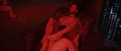 3d 3d_model 3d_render blowjob cd_projekt_red cgi collar cyberpunk cyberpunk_2077 dog_collar gay gay_male head_between_legs male male/male male_only neon_lights sex_worker souperman stripclub stripper tattoo tattoos v_(cyberpunk_2077)