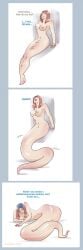 2019 anthro apode areola artist_name ass barely_visible_genitalia barely_visible_pussy blue_hair border breasts brown_hair chair closed_eyes colored comic draconcopode english_text falling_over feet female front_view furniture genitals grey_border hair hi_res human_to_feral humanoid legless legs_together looking_back_at_self lying mid_transformation naga navel nipples nude on_chair on_front onomatopoeia open_mouth pussy rear_view sequence serpentine shaded simple_background sitting sitting_on_chair sitting_on_ground solo sound_effects species_transformation strawberrytfs tail text transformation transformation_sequence white_background
