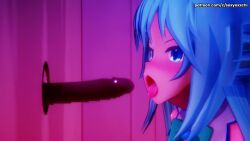 1boy 1girls 3d animated animation aqua_(konosuba) ass blowjob blue_hair breasts dark-skinned_male fellatio female glory_hole heart heart-shaped_pupils heart_symbol interracial kono_subarashii_sekai_ni_shukufuku_wo! konosuba long_hair longer_than_2_minutes longer_than_30_seconds longer_than_one_minute male mitsuboshil mosaic_censoring nipples oral oral_sex penis sex sexyexxchi sound straight tagme third-party_edit