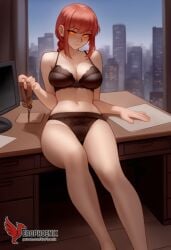 1girls 2d ai_generated ass bangs bare_shoulders barefeet big_ass big_breasts black_bra black_legwear bra braid braided_ponytail breasts chainsaw_man erophoenix feet female female_focus full_body garter_belt holding_leash leash looking_at_viewer looking_back makima_(chainsaw_man) navel nude pale_skinned_female panties patreon_username ringed_eyes sidelocks smile soles solo solo_female sweat thick thick_thighs thighhighs toes uncensored underwear yellow_eyes