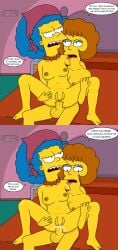 blue_hair breasts cock cum dick dickgirl erect_penis erection female flaccid_penis foreskin futanari futanaricatlover intersex marge_simpson maude_flanders simpsons the_simpsons