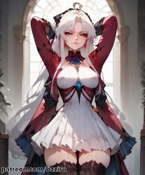 absurd_res ai_generated anime carlotta_(wuthering_waves) cute female hairband hi_res highres long_hair ozziru patreon self_upload uncensored white_hair wuthering_waves