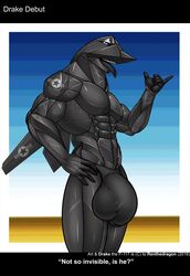 1boy 2016 abs aeromorph aircraft airplane anthro balls big_balls big_penis blue_eyes bulge clothing drake_(renthedragon) english_text f-117 half-closed_eyes hand_on_hip jet living_aircraft living_machine looking_at_viewer machine male male_only muscular muscular_male original pecs penis renthedragon shaka_sign solo text thong tongue tongue_out