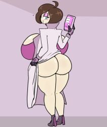 ass big_ass big_breasts booty breasts butt_focus female female_focus female_only femise_(pixizi) heels labcoat looking_back pixizi scientist