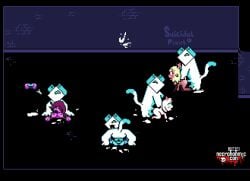 anal deltarune necronomic_con pixel_art size_difference stomach_inflation
