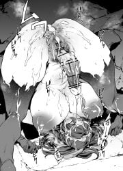 anus ass back before_sex big_breasts blonde_hair blush breasts censor_bar censored center-flap_bangs collar cross cum cum_in_pussy curvy deep_penetration doggy_style earrings fake_horns fanged_bangs fangs fat_mons female female_orgasm femsub futanari heart highres huge_breasts jewelry leash long_hair monochrome multiple_views nose_blush orgasm pasties plump sex stray_pubic_hair thirty_8ght wing_hair_ornament winged_hair_tie zenless_zone_zero zhu_yuan