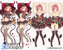 artist_request cuddly_octopus dakimakura female floral_print hair_bun japanese_clothes kimono kyuri_(405966795) looking_at_viewer love_live! love_live!_school_idol_festival love_live!_school_idol_project nishikino_maki purple_eyes red_hair sash simple_background smile solo wide_sleeves