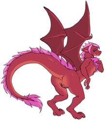 anthro anus areola breasts dragon female kardie looking_at_viewer nipples nude pussy small_breasts smile solo standing