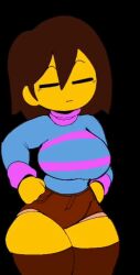 1girls animated black_background blank_expression breasts brown_hair closed_eyes clothed clothed_female clothing dance dancing female female_focus female_frisk female_only frisk frisk_(mochikirb_style) frisk_(undertale) fully_clothed hands_on_hips human human_female large_breasts large_thighs looping_animation mochikirb short_shorts shorts solo solo_female solo_focus swaying swaying_hips thick_thighs thighs toby_fox undertale undertale_(series) wiggle yellow_body yellow_skin