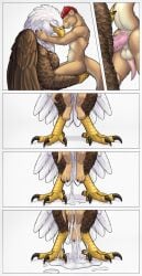 absurd_res accipitrid accipitriform anal anal_sex anthro avian balls bird bodily_fluids closed_eyes cum duo eagle fridaflame genital_fluids genitals hi_res male male/male mammal mustelid otter penetration penis size_difference smile tapering_penis