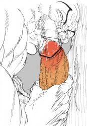 baki_the_grappler blowjob erect_penis grappler_baki jack_hanma male male/male male_focus penis sketch unagi_(pixiv)