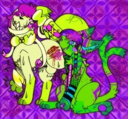 2024 balls becoming_erect blush blush_lines blush_stickers bow_(feature) bow_ribbon clitoris dominant dominant_intersex duo ear_piercing eeveelution espeon fakemon female fentanyl_(jackrabbit) feral generation_2_pokemon generation_6_pokemon genitals gore gore_focus hazard_symbol hi_res jackrabbit_(artist) magic magic_user male nintendo pattern_background paws penis penis_tip piercing pokemon pokemon_(species) purple_background radiation_symbol razor razor_blade ribbons_(anatomy) scared simple_background sparklefur submissive submissive_male sylveon symbol tools twitching vale_(jackrabbit)