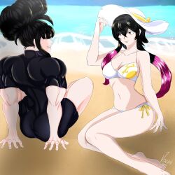 anna_pavlova_(majo_taisen) beach bikini female majo_taisen yim_wing_chun_(majo_taisen)