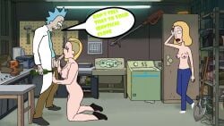 2girls1boy accident accidental_blowjob beth_smith bigphotoeditor3000 blonde_female blowjob blowjob_face caught caught_in_the_act clone drunk female male rick_and_morty rick_sanchez space_beth