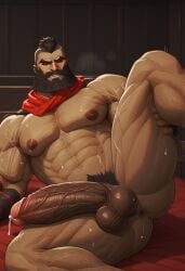 ai_generated anus arcane bara beard big_muscles big_penis big_thighs brown_hair chest_hair close_up erection facial_hair gay hairy hairy_armpits hairy_balls hairy_chest hairy_male hairy_penis league_of_legends low-angle_view lying_on_back male male/male male_only masculine masculine_male mature_male moustache muscular muscular_male noxian_soldier penis pubic_hair rictus_(arcane) rictus_(league_of_legends) sexy_armpits solo spread_legs thick_penis thick_thighs uncensored veiny_penis