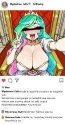 ahe_gao ai_generated breasts censored_eyes clothed clothing dress female human humanized instagram light-skinned_female light_skin open_mouth princess_celestia_(mlp) social_media sunset_shimmer throne tongue_out twilight_sparkle_(mlp)