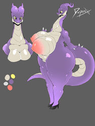 anthro anthro_dragon areola big_breasts breasts dragon dryadex female female_dragon huge_areolae huge_breasts hyper hyper_breasts hyper_nipples hyper_tail hyper_thighs lizard purple_dragon reptile scalie tail_fetish vagina