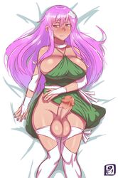 1futa balls big_breasts blush breasts busty cleavage erection futa_only futanari gaikiken intersex large_breasts lying nepgear neptunia_(series) on_back penis penis_under_dress solo solo_futa testicles voluptuous