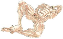 flaccid_penis flexing grappler_baki jack_hanma male male_focus muscles nude_male unagi_(pixiv) white_skin