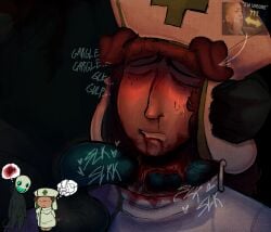 blood_stain caretaker_(die_of_death) confused die_of_death_(roblox) freckles gargling gore guro holding_head male/ambiguous meme_in_the_background octokisser69 penis puppy_ears pursuer_(die_of_death) roblox roblox_game self_upload sweat unsure wound_fucking
