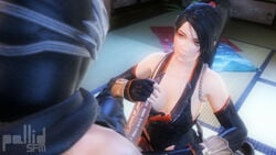 1boy 3d black_hair breasts dead_or_alive female handjob kunoichi large_penis momiji_(ninja_gaiden) ninja ninja_gaiden pallidsfm penis ryu_hayabusa tecmo