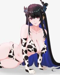 1girls bikini black_hair blue_hair breasts candace_volker clothed clothing colored_inner_hair cow_print cow_print_bikini cow_print_thighhighs demon_girl demon_horns elbow_gloves female female_only hair_ornament hololive hololive_english hololive_english_-advent- horns large_breasts light-skinned_female light_skin mole mole_under_eye multicolored_hair nerissa_ravencroft red_eyes solo tassel_hair_ornament very_long_hair virtual_youtuber