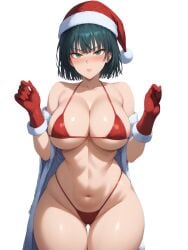 12kaneda12 1girls ai_fingers ai_generated bikini fubuki_(one-punch_man) large_breasts one-punch_man santa_hat self_upload solo solo_female transparent_background wide_hips