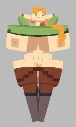 1girls alex_(minecraft) bimbo brown_pants cubic_body cubic_breasts curvaceous curvy curvy_female curvy_figure cyanu exposed_nipples female female_focus gigantic_breasts ginger_hair green_eyes green_shirt grey_shoes hands_behind_head hyper minecraft ponytail pubic_hair solo solo_female square_body tagme underboob wide_hips